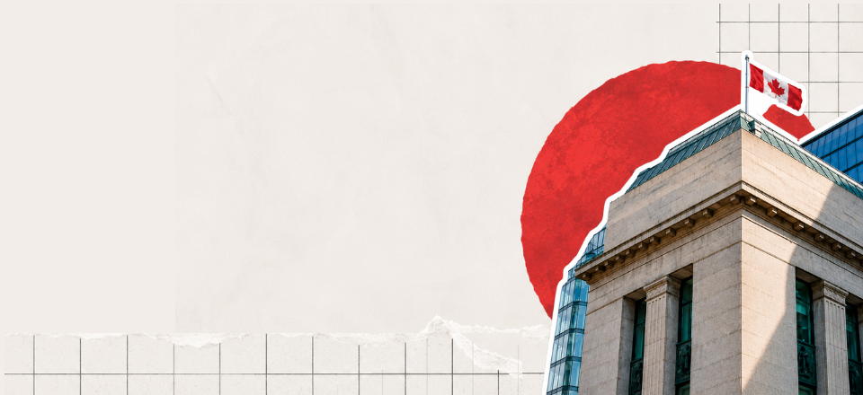 Bank of Canada Banner - Bank of Canada set in front of Red Moon